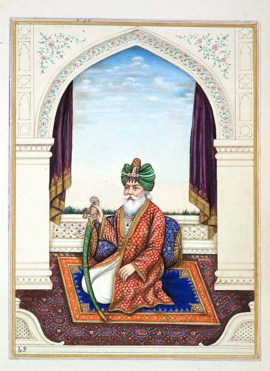Nawab Mozaffir Khan (Multani), A Pandzsáb királysága, uralkodói és főnökei, II. kötet, 30 akvarell tanulmányból álló kötet egy azonosítatlan indiai művésztől, 1840 körül (wc papíron) alkotó: Indian School