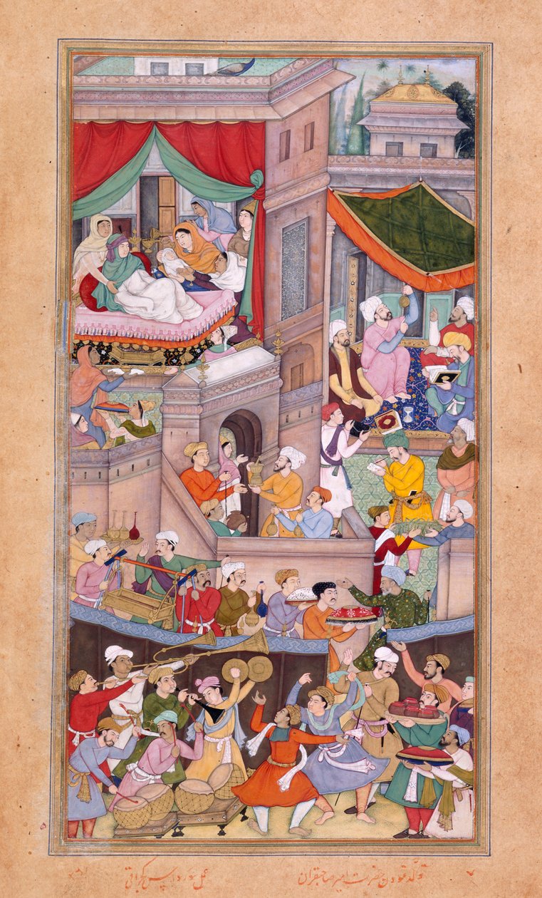 Vagy. 12988, f.34v Szurdas gudzsaráti asztrológusok horoszkópot készítenek Timur születésének (1336) ünnepségén alkotó: Indian School