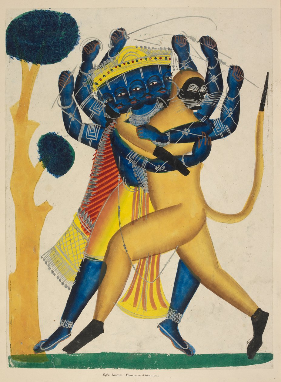 Vagy. 891 Hanuman harcol Ravana ellen, 1865 körül (akvarell papíron) alkotó: Indian School