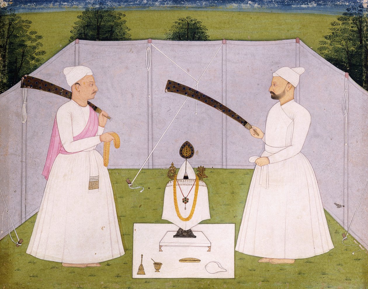 Panditok, akik ellátogatnak Balwant Singh személyes szentélyébe, 1750 körül alkotó: Indian School