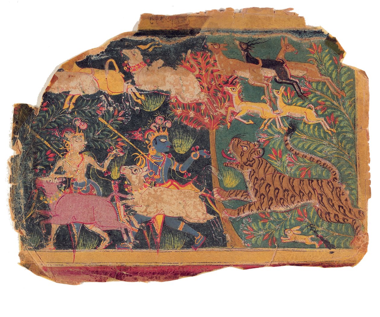 Veszélyek az erdőben, 1525-50 (papíron átlátszatlan wc) alkotó: Indian School