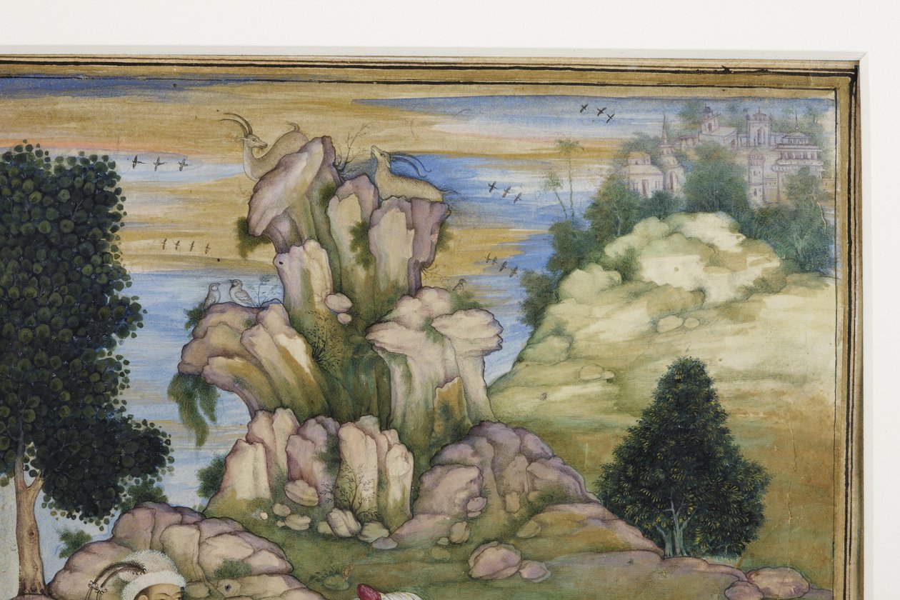 Piknikezés vadászat közben, részlet, 1615 körül (papíron átlátszatlan wc) alkotó: Indian School