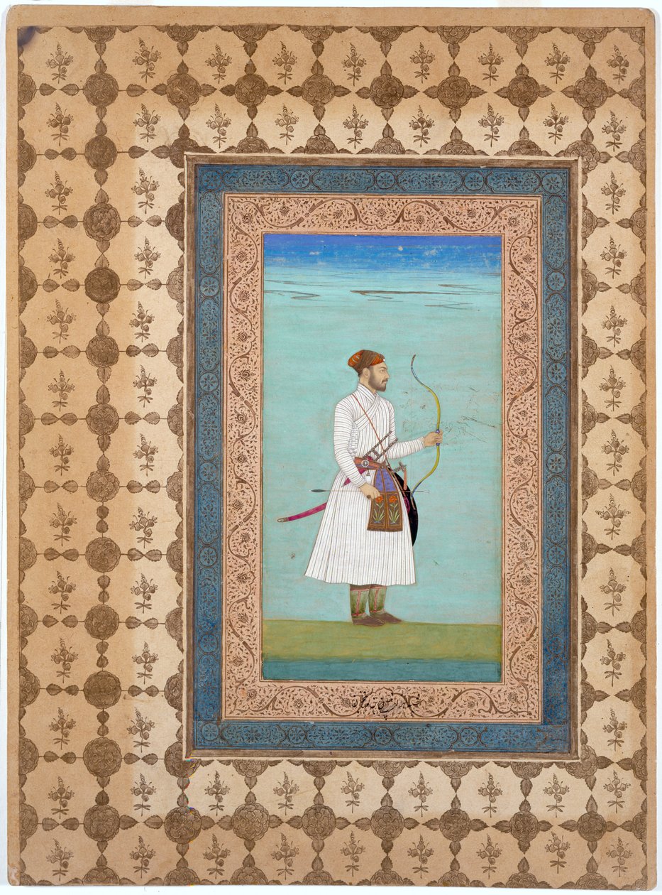Luhrasp Khan portréja, Mogul dinasztia, 1655-65 körül (tinta, akvarell és arany, papír) alkotó: Indian School