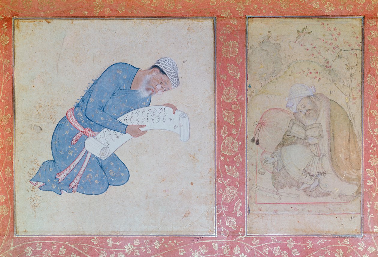 Min Musavir portréja, aki petíciót intéz Akbar császárhoz alkotó: Indian School