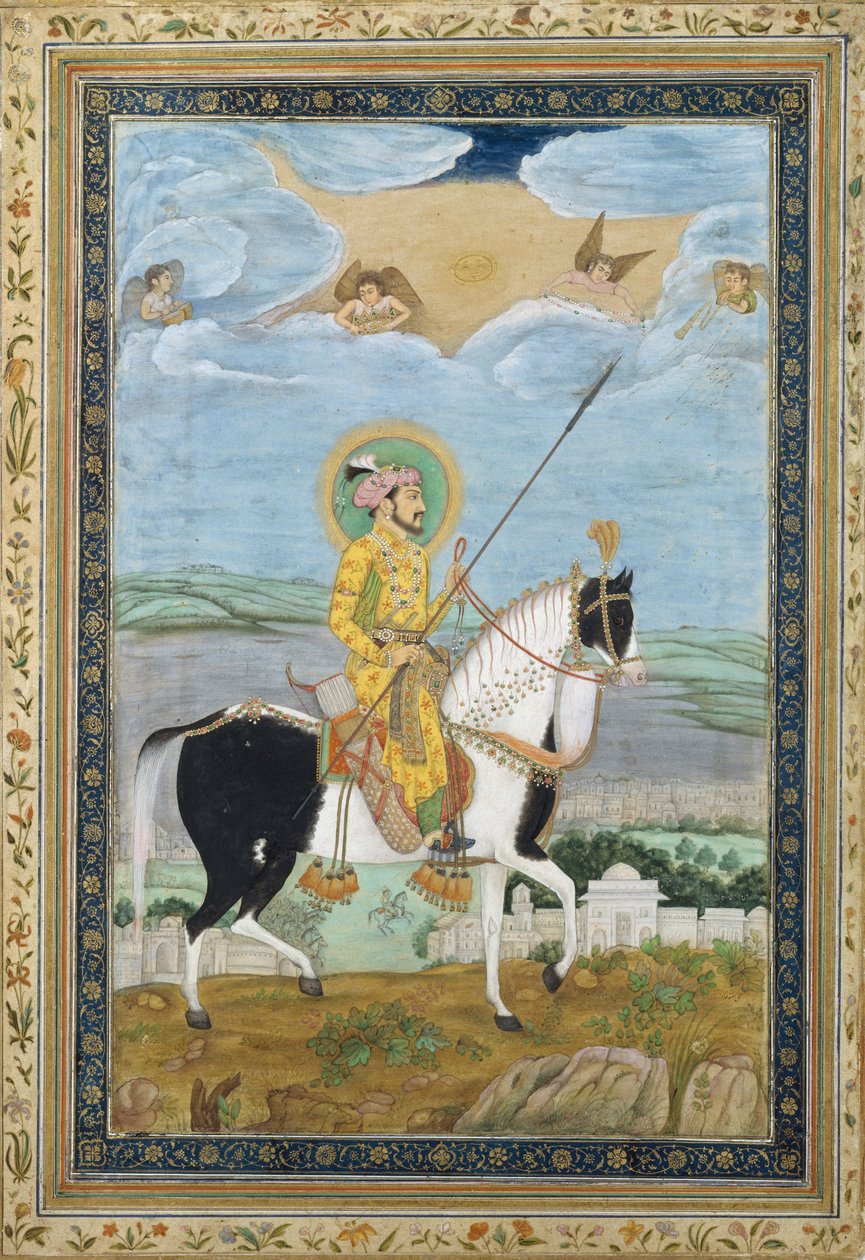 Shah Jahan portréja lóháton alkotó: Indian School