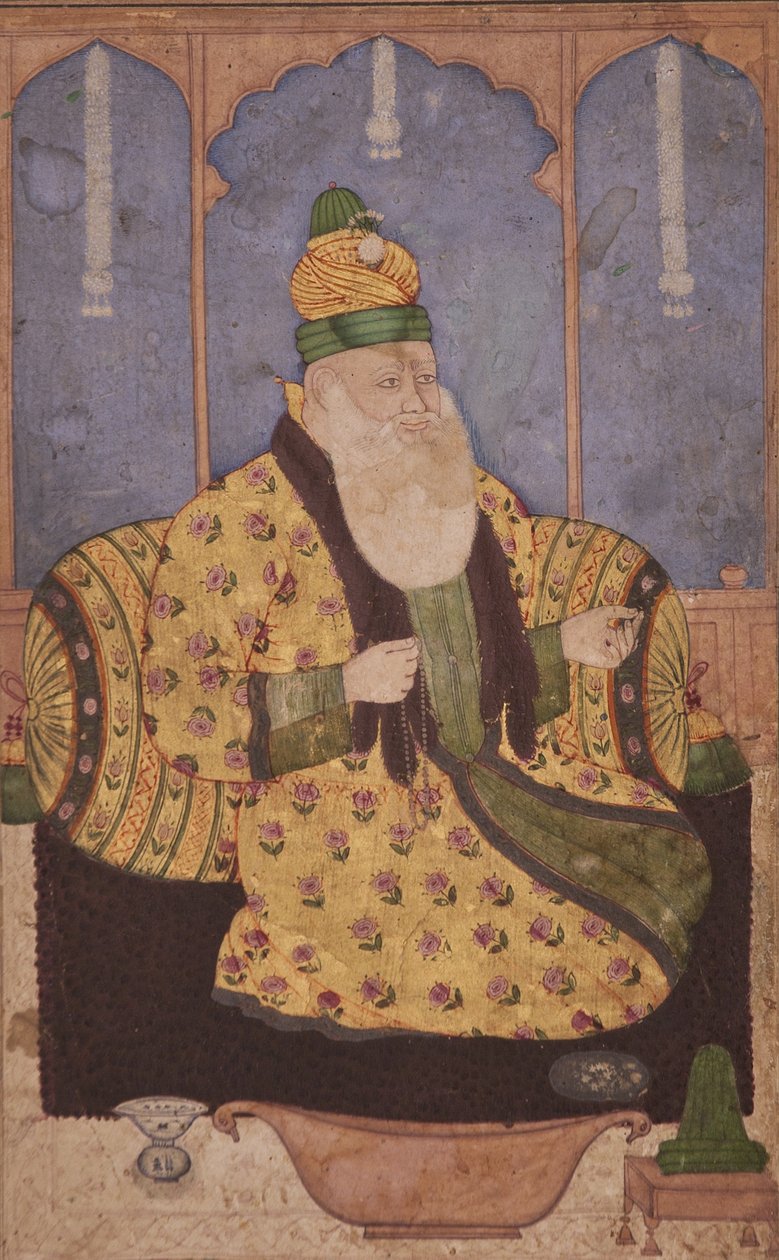 Egy szúfi sejk portréja, 1670 körül (átlátszatlan wc és arany papíron) alkotó: Indian School