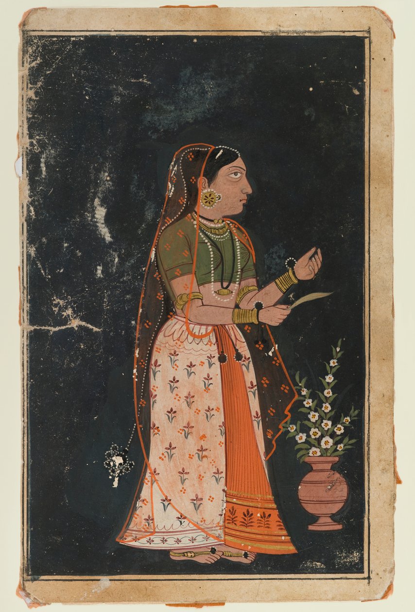 Női portré, 1620 körül (átlátszatlan wc papíron) alkotó: Indian School
