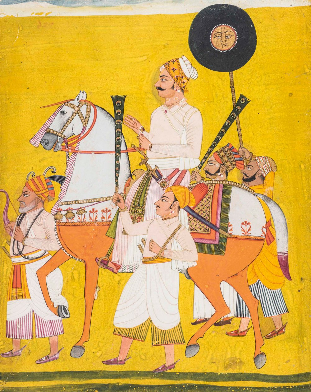 Egy lóháton ülő férfi portréja, valószínűleg Maharaja Jai Singh II alkotó: Indian School