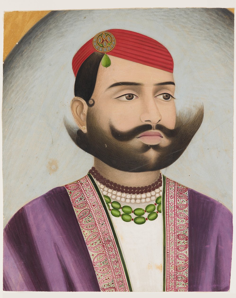 Férfi portré, valószínűleg a 20. század eleji (gouache kartonon) alkotó: Indian School