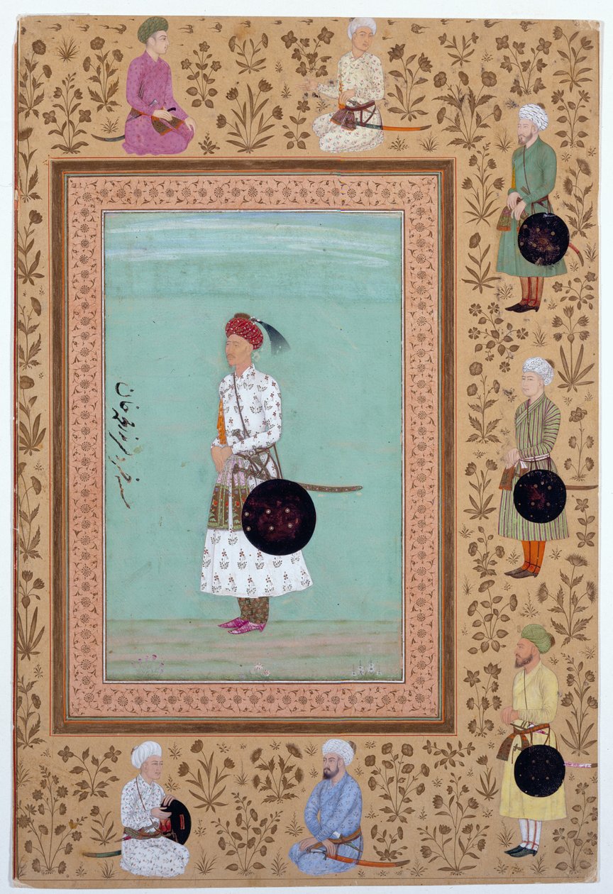 Khosrow udvaronc, Naszr Muhammad kán fia portréja, 1650-60 körül (tinta, akvarell és arany, papír) alkotó: Indian School