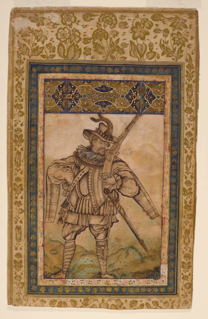 Albuquerque portugál tengernagy portréja, 1615 körül (átlátszatlan wc és arany papíron) alkotó: Indian School