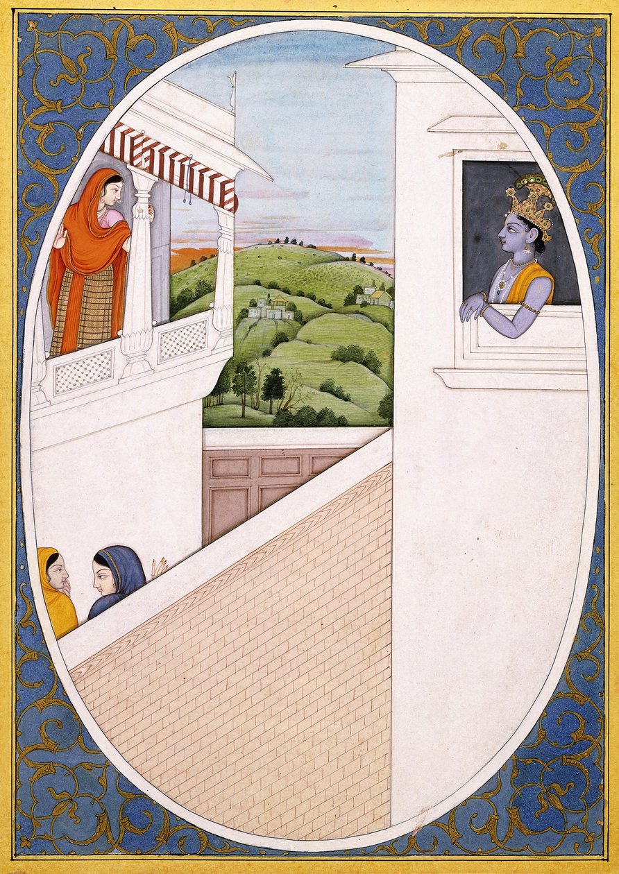 Radha és Krishna, elragadtatva egymás szépségétől, 1785 körül alkotó: Indian School