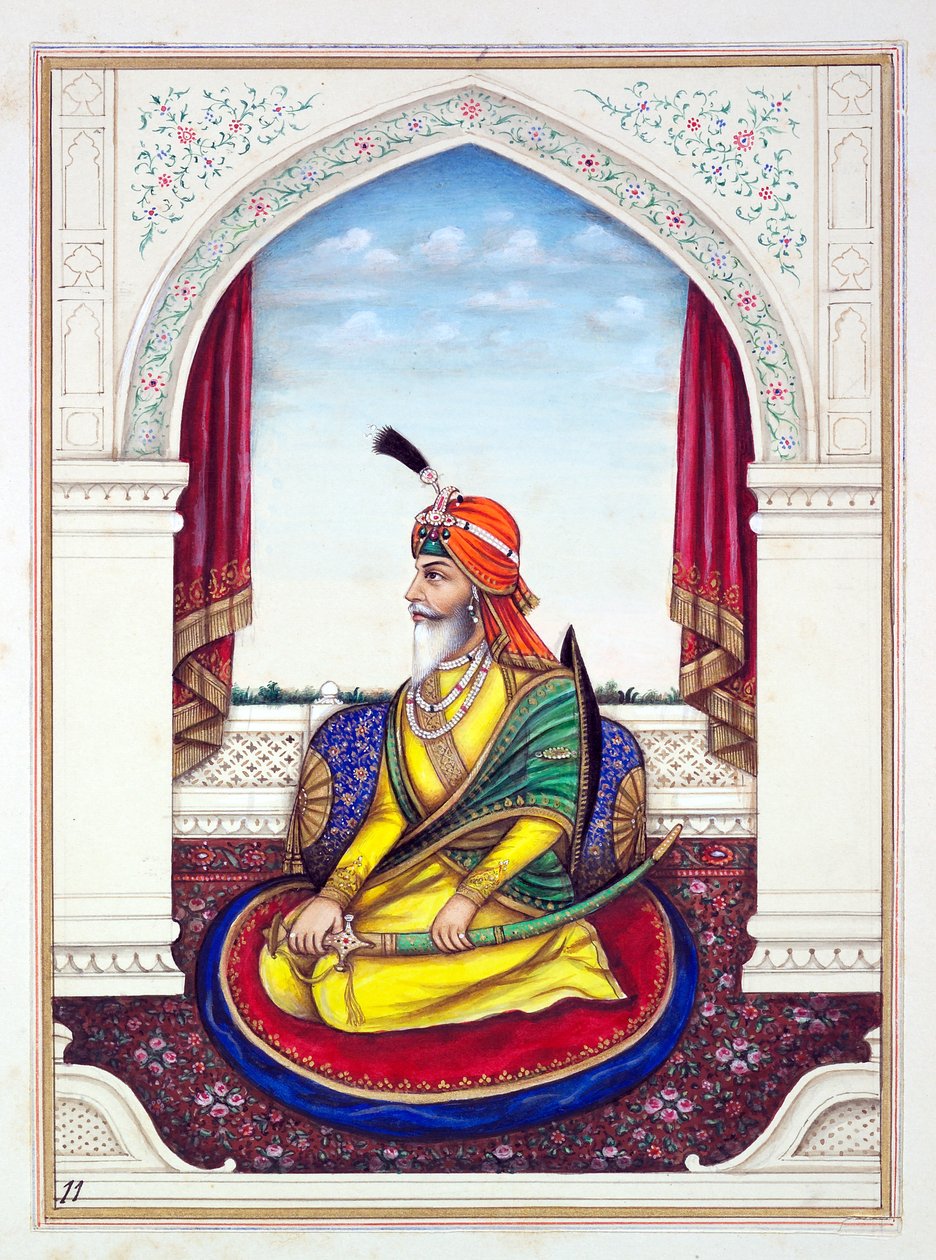 Rajah Chattar Singh, A Pandzsáb királysága, uralkodói és főnökei, I. kötet, egy azonosítatlan indiai művész 27 akvarell tanulmányából álló kötet, 1840 körül (wc papíron) alkotó: Indian School