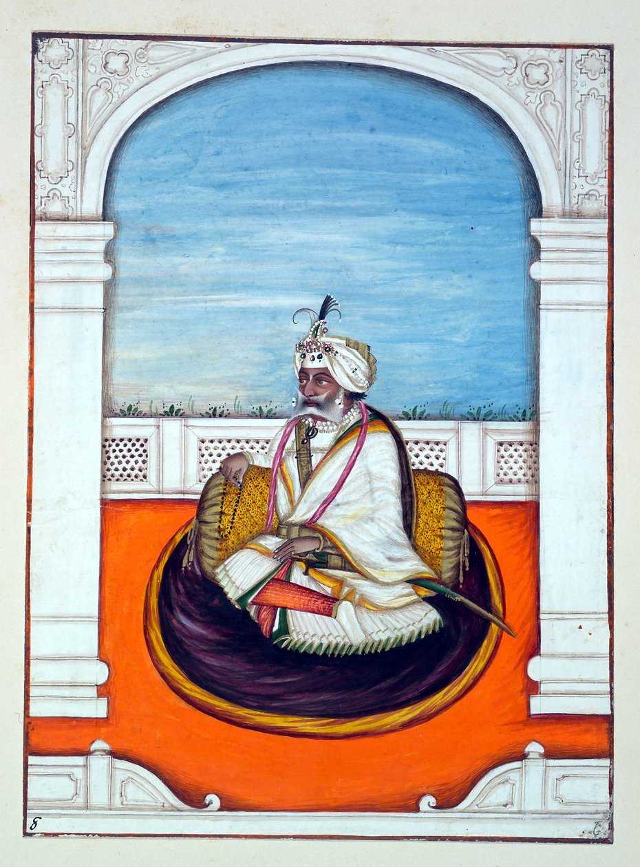 Rajah Gulab Singh, A pandzsáb királysága, uralkodói és főnökei, I. kötet, egy azonosítatlan indiai művész 27 akvarell tanulmányából álló kötet, 1840 körül (wc papíron) alkotó: Indian School