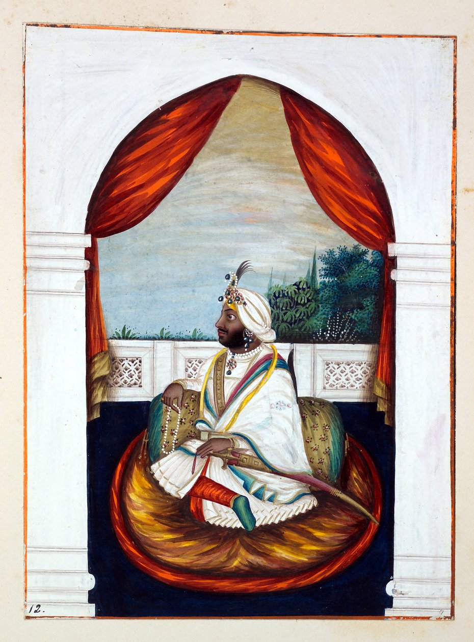 Rajah Sher Singh, A pandzsáb királysága, uralkodói és főnökei, I. kötet, egy azonosítatlan indiai művész 27 akvarell tanulmányából álló kötet, 1840 körül (wc papíron) alkotó: Indian School