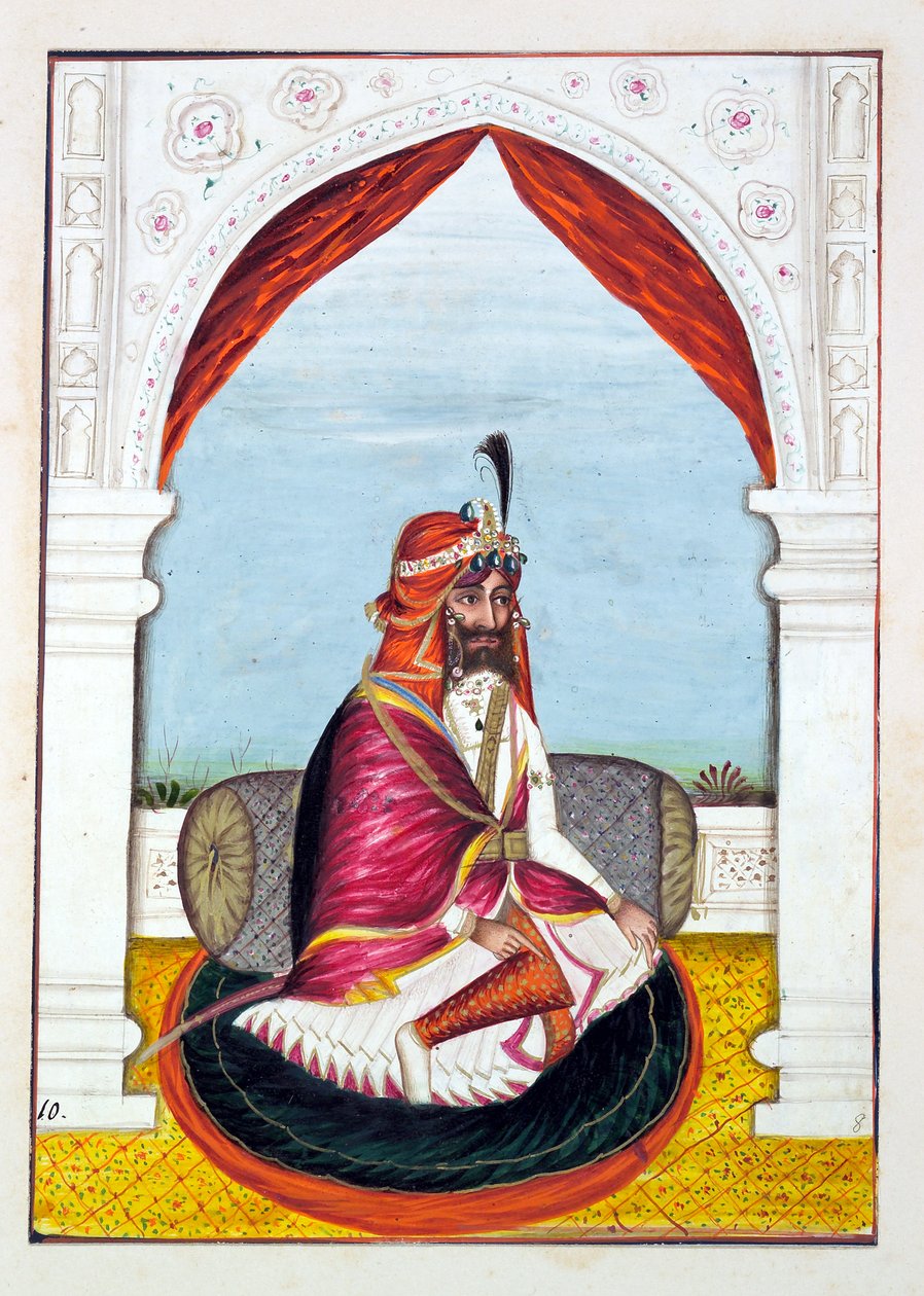 Rajah Suchet Singh, A pandzsáb királysága, uralkodói és főnökei, I. kötet, egy azonosítatlan indiai művész 27 akvarell tanulmányából álló kötet, 1840 körül (wc papíron) alkotó: Indian School