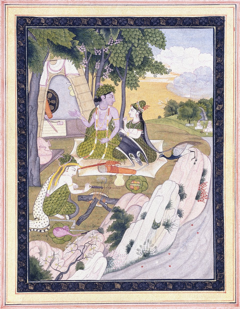 Rama és Sita Laksmannal, c. 1800 alkotó: Indian School