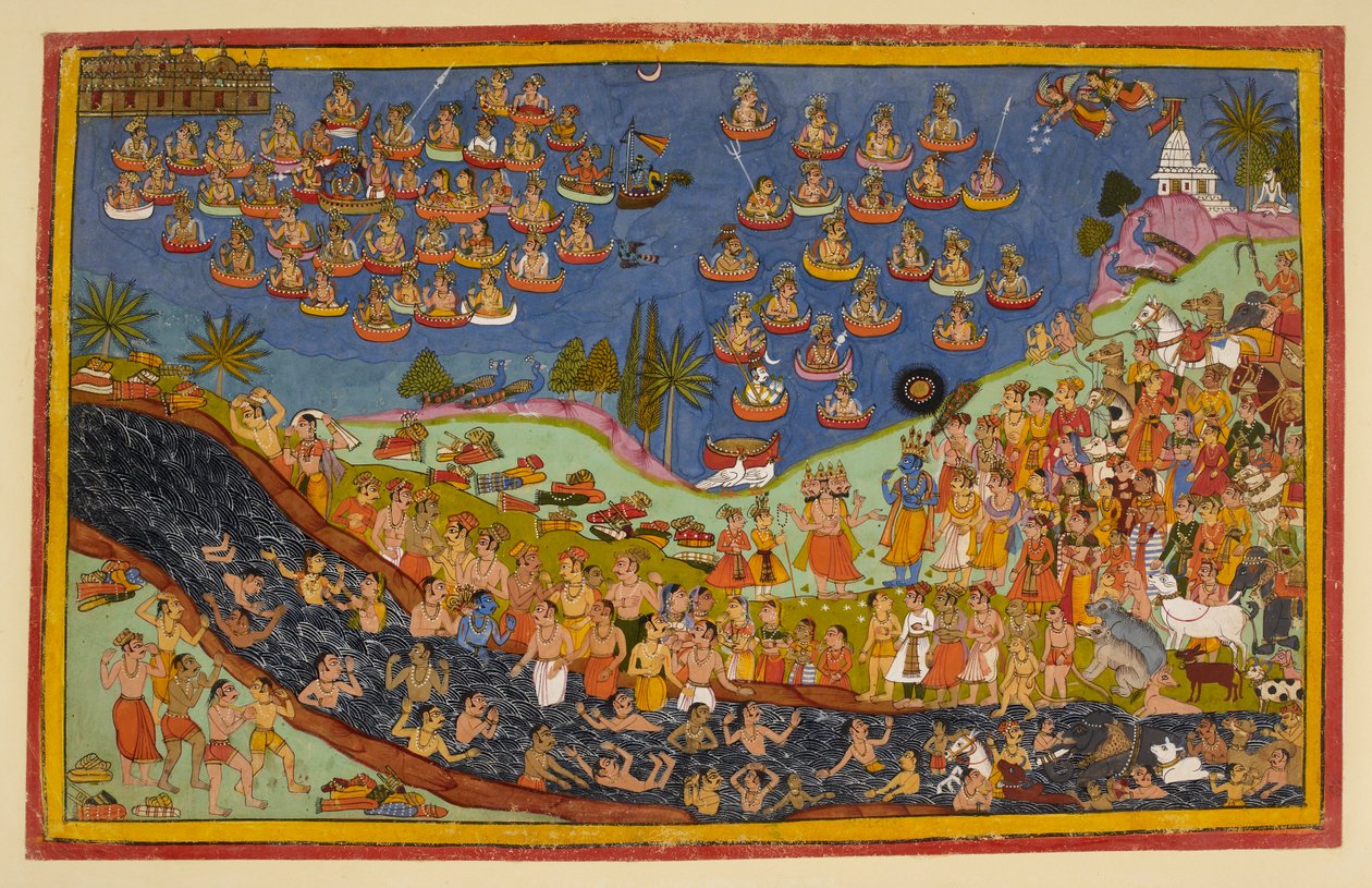 Ráma belép a mennybe, "Ramayana, Uttara Kanda" alkotó: Indian School