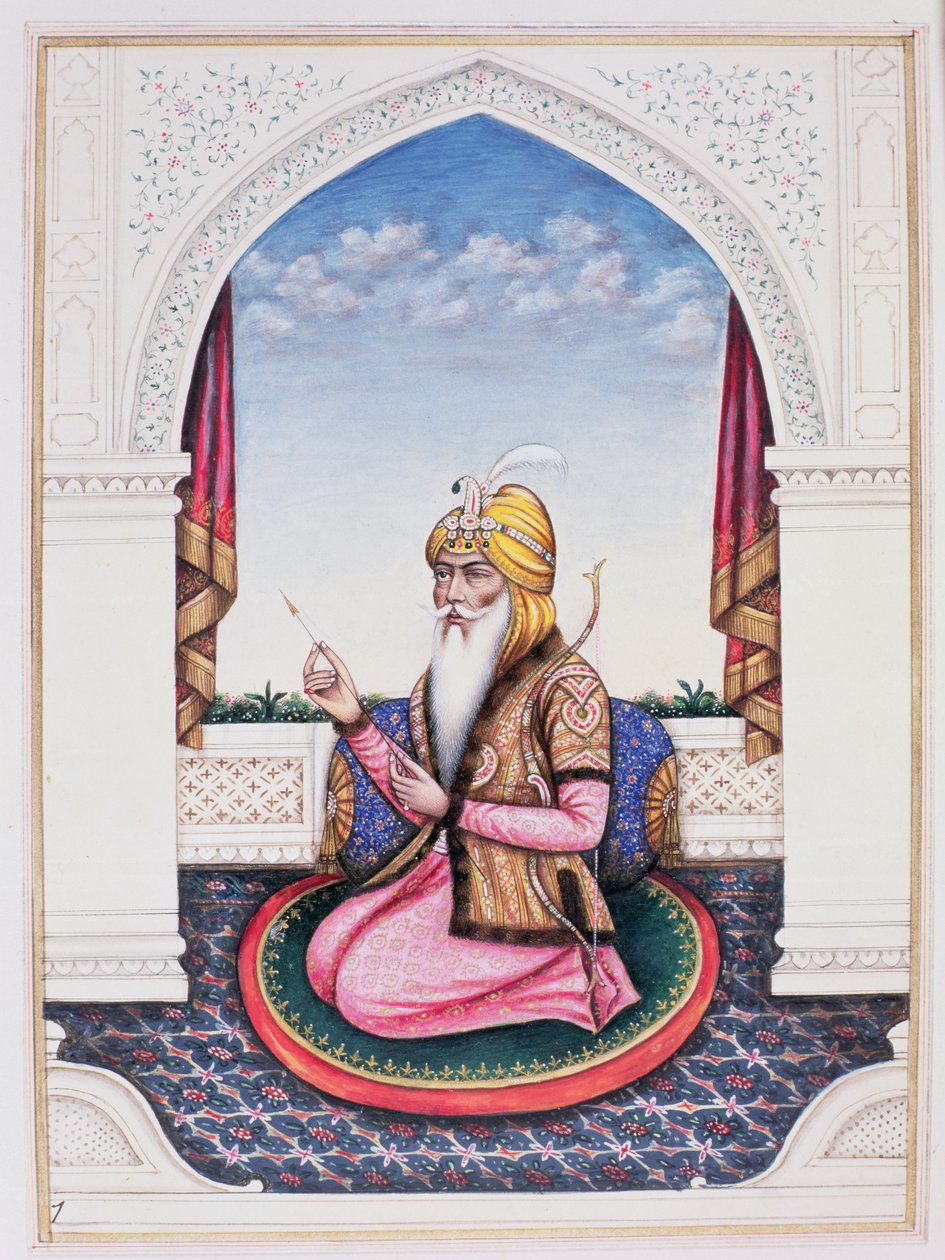 Ranjit Singh (1780-1839) Pandzsáb maharadzsája (ceruza, gouache és WC papíron) alkotó: Indian School