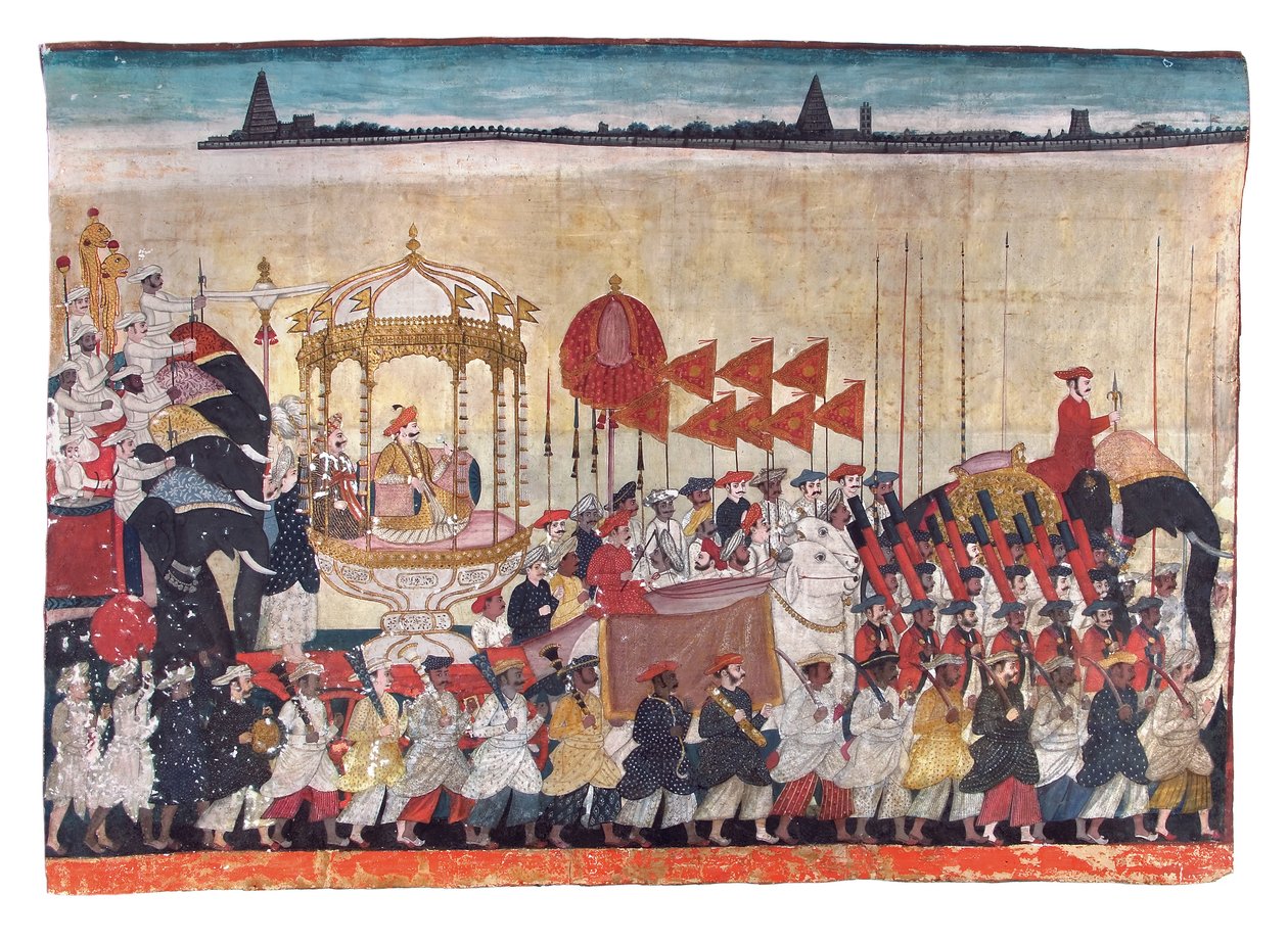 Rao Tuljaji körmenetben, 1775 körül (átlátszatlan wc és arany papíron) alkotó: Indian School
