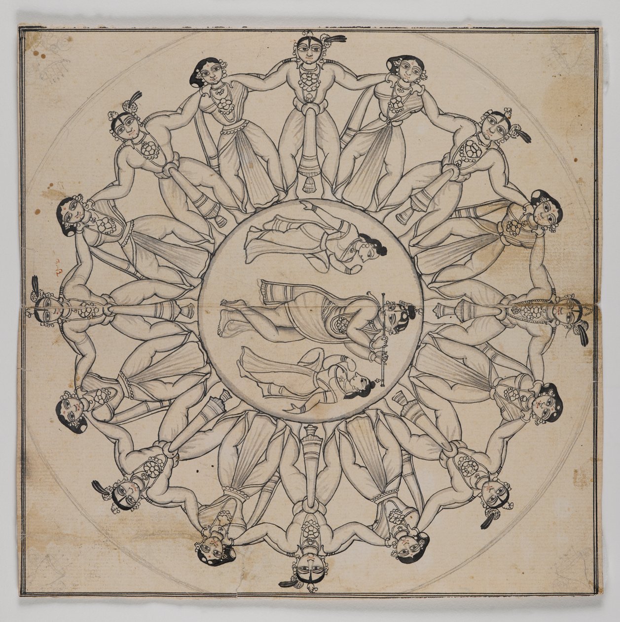 Rasa-lila (rajz) (tinta és enyhe tintamosás a papíron) alkotó: Indian School