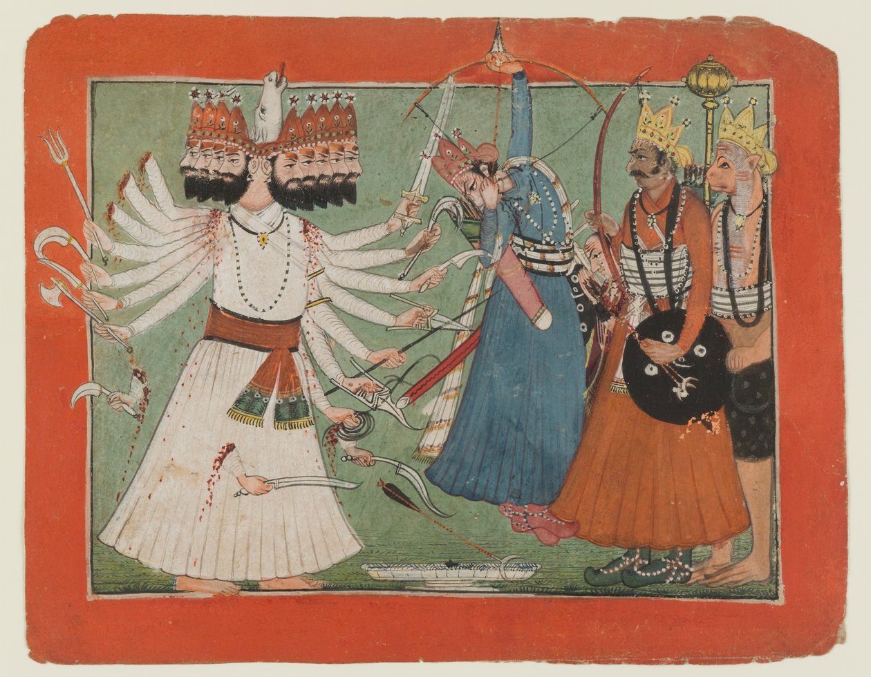 Ravana kihívja Ráma seregét, 1750 körül (átlátszatlan akvarell papíron) alkotó: Indian School