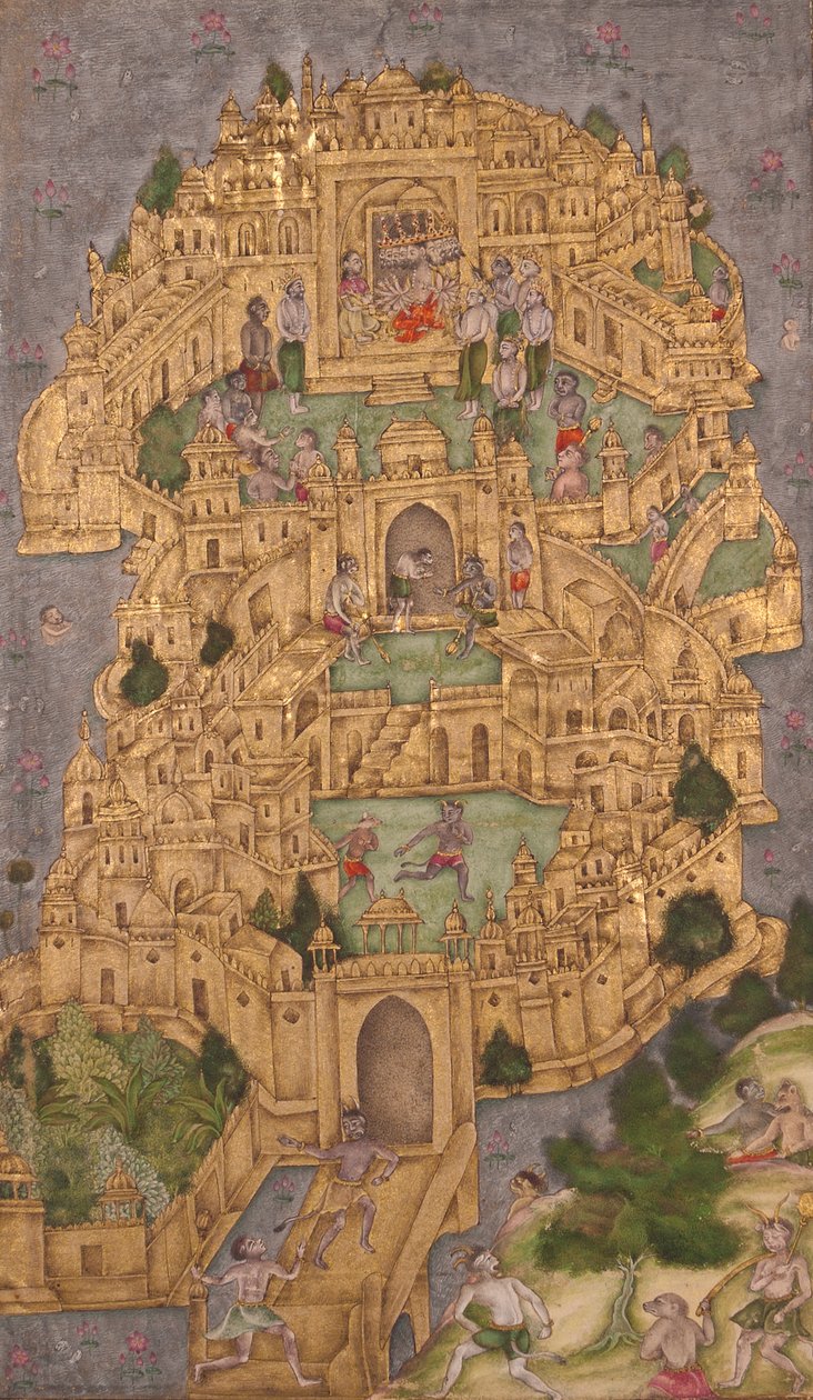 Ravanas arany fellegvár Lankán, 1610 körül (átlátszatlan wc és arany papíron) alkotó: Indian School