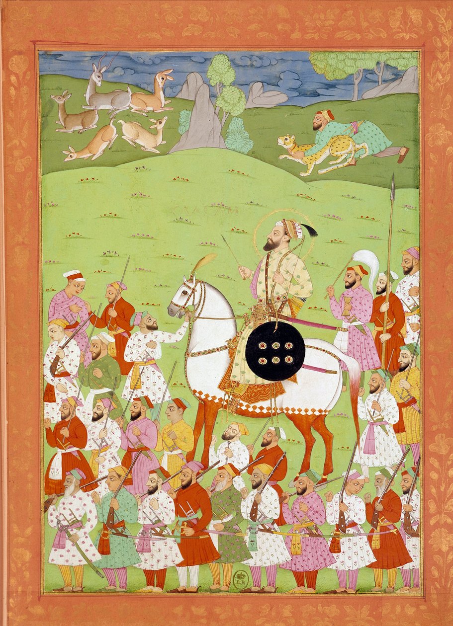 Shah Alem, Aurengzib második fiának ábrázolása lóháton Miniatures Indian and Persian Niccolo Manucci (1638-1717) „India története Tamertantétól Orangreybig” című művében. B.N., Párizs. alkotó: Indian School