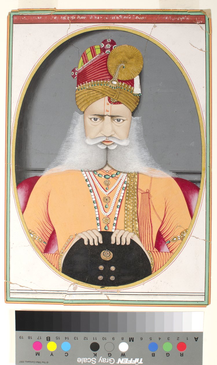 Sardar Singh, 1870 körül (átlátszatlan akvarell és arany papíron) alkotó: Indian School