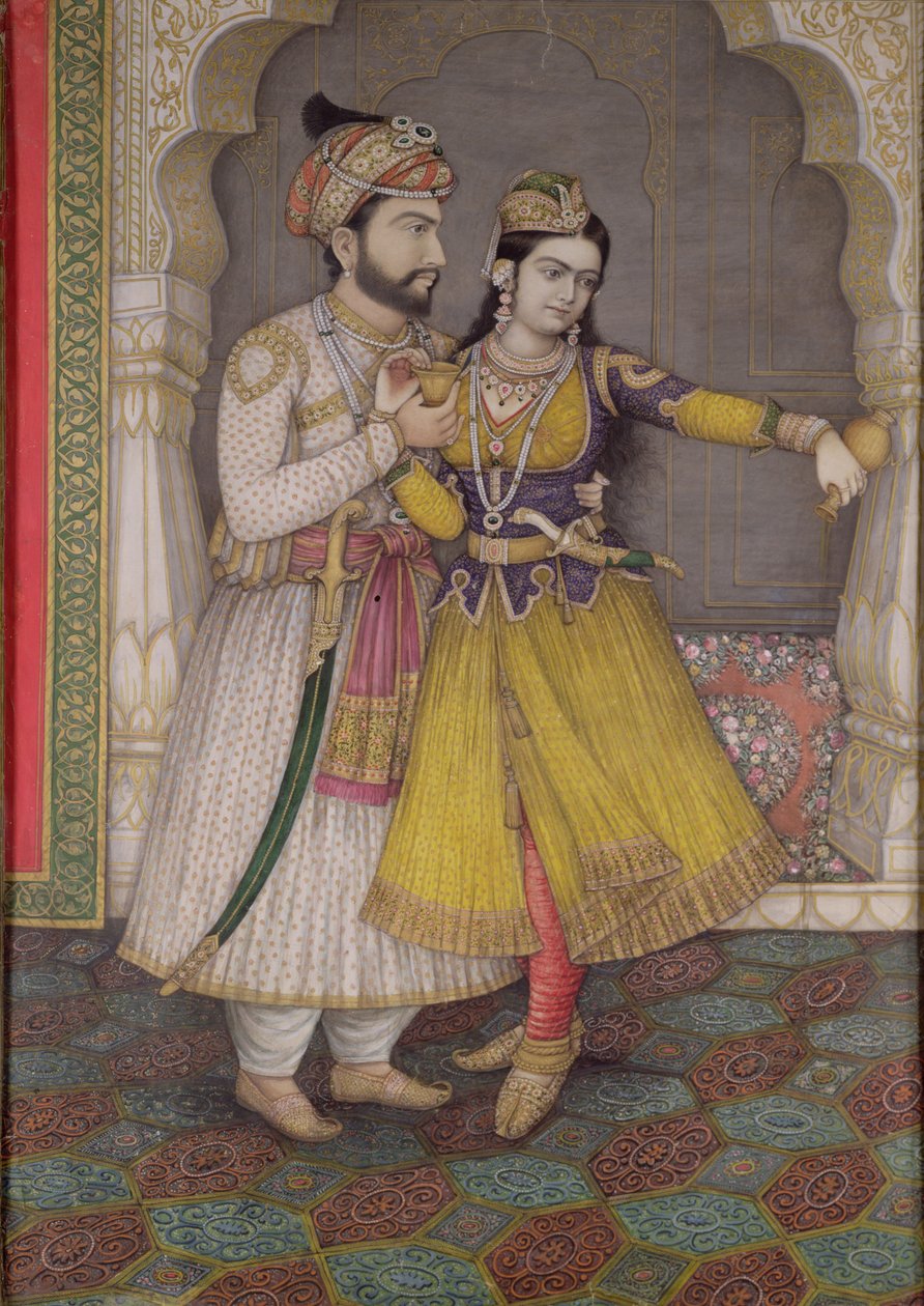 Shah Jahan és Qudsia Begum: a Begum kiönti a bort, Kalam alkotó: Indian School