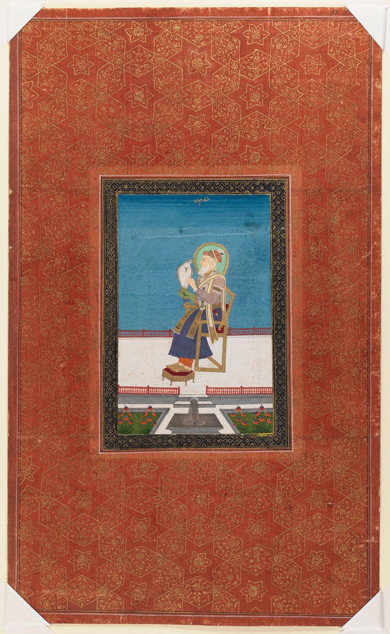 Shah Jahan sólyommal, 1875-1900 (átlátszatlan wc és arany papíron) alkotó: Indian School