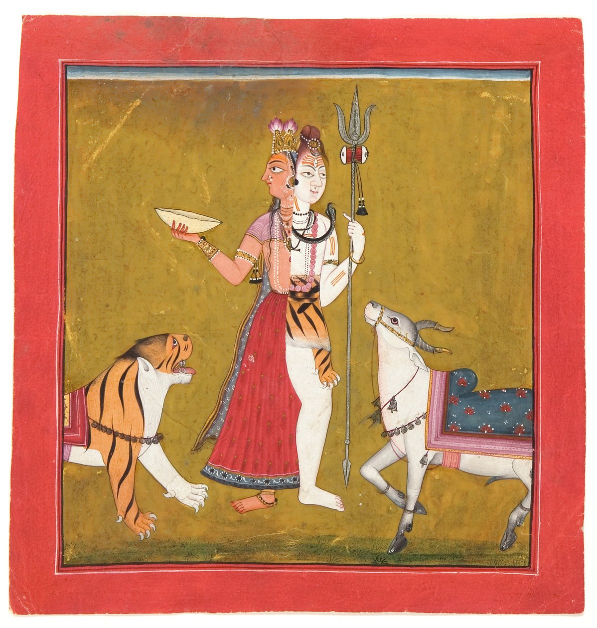 Shiva Ardhanarishvara, 1715 körül (átlátszatlan wc, arany és ezüst a papíron) alkotó: Indian School