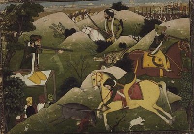 Szikh herceg vadászata, Punjab alkotó: Indian School