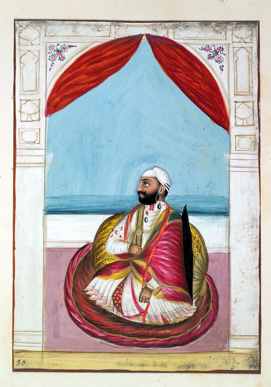 Sirdar Chet Singh, A Pandzsáb királysága, uralkodói és főnökei, II. kötet, egy azonosítatlan indiai művész 30 akvarell tanulmányából álló kötet, 1840 körül (wc papíron) alkotó: Indian School