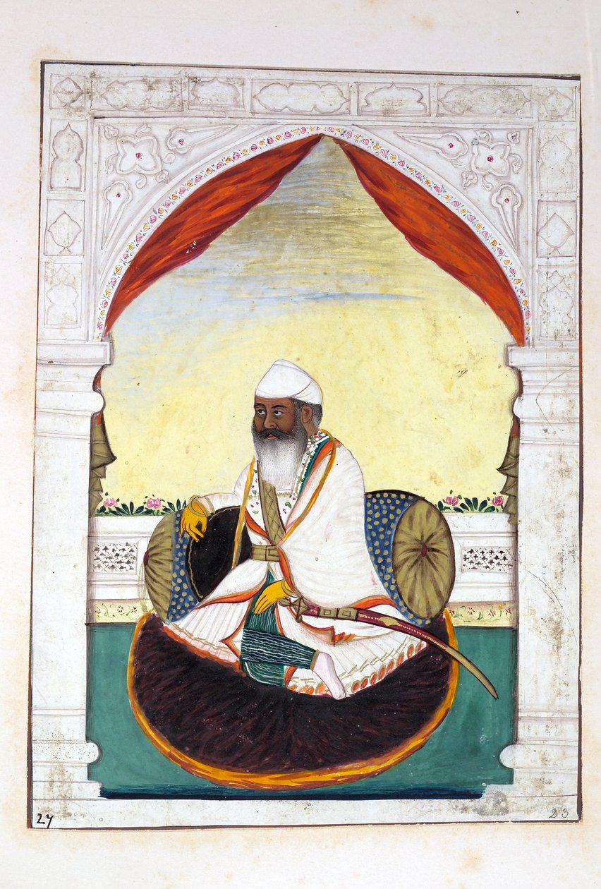 Sirdar Gurmukh Singh Bhai, A Pandzsáb királysága, uralkodói és főnökei, II. kötet, egy azonosítatlan indiai művész 30 akvarell tanulmányából álló kötet, 1840 körül (wc papíron) alkotó: Indian School