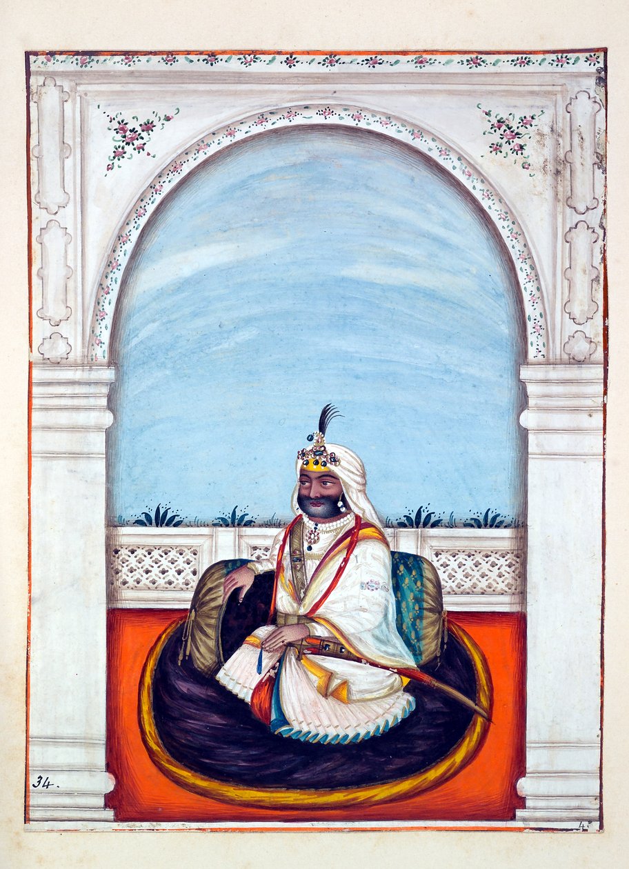Sirdar Lehna Singh (Majithia), A Pandzsáb királysága, uralkodói és főnökei, II. kötet, egy azonosítatlan indiai művész 30 akvarell tanulmányából álló kötet, 1840 körül (wc papíron) alkotó: Indian School