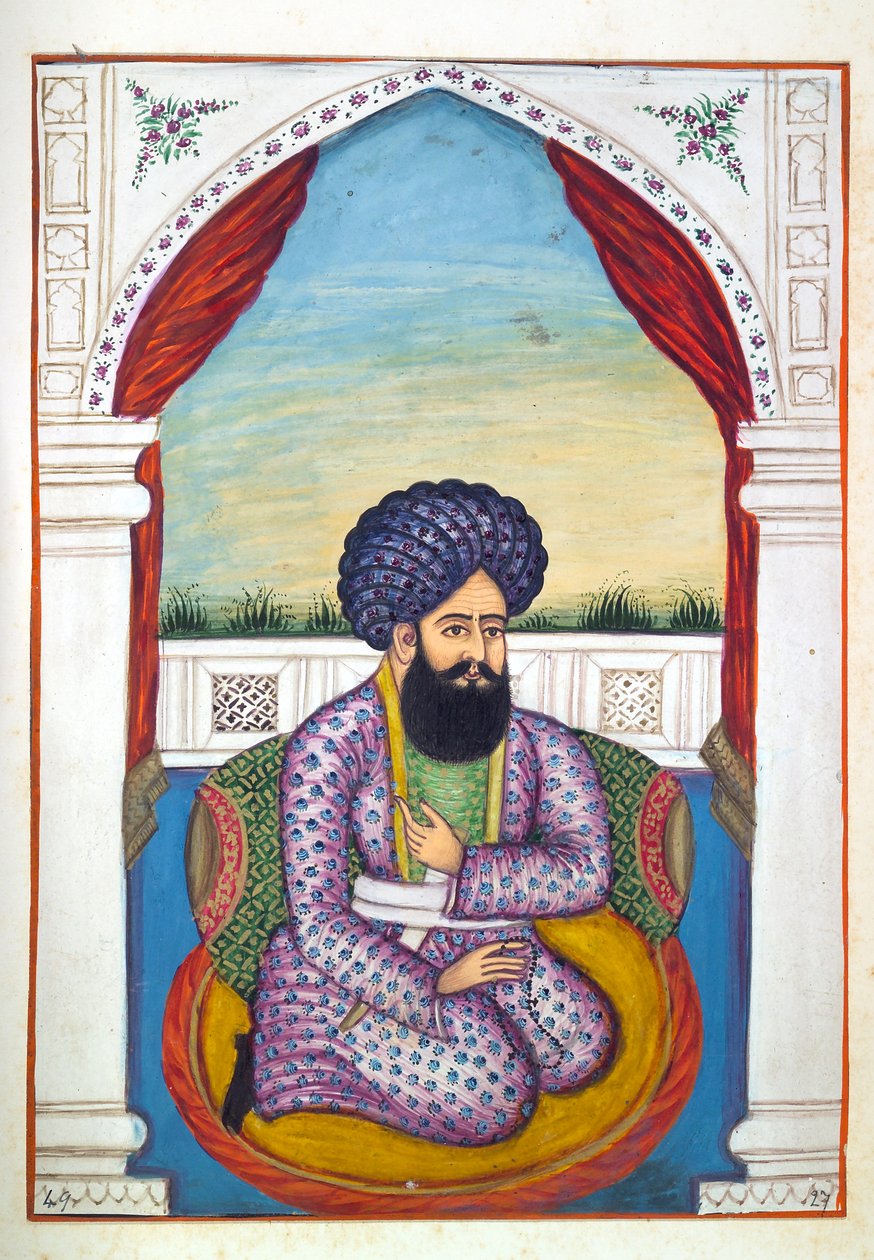 Sirdar Mohammad Sultan Khan, A Pandzsáb királysága, uralkodói és főnökei, II. kötet, 30 akvarell tanulmányból álló kötet egy azonosítatlan indiai művésztől, 1840 körül (wc papíron) alkotó: Indian School
