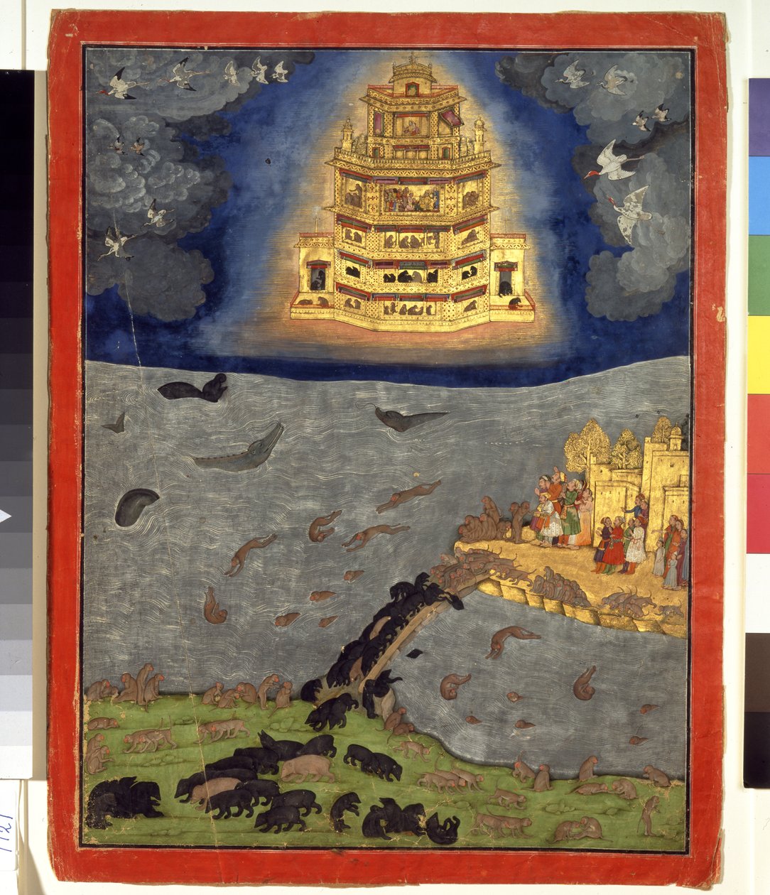 Az égi szekér, 1650 körül (átlátszatlan akvarell és arany papíron) alkotó: Indian School