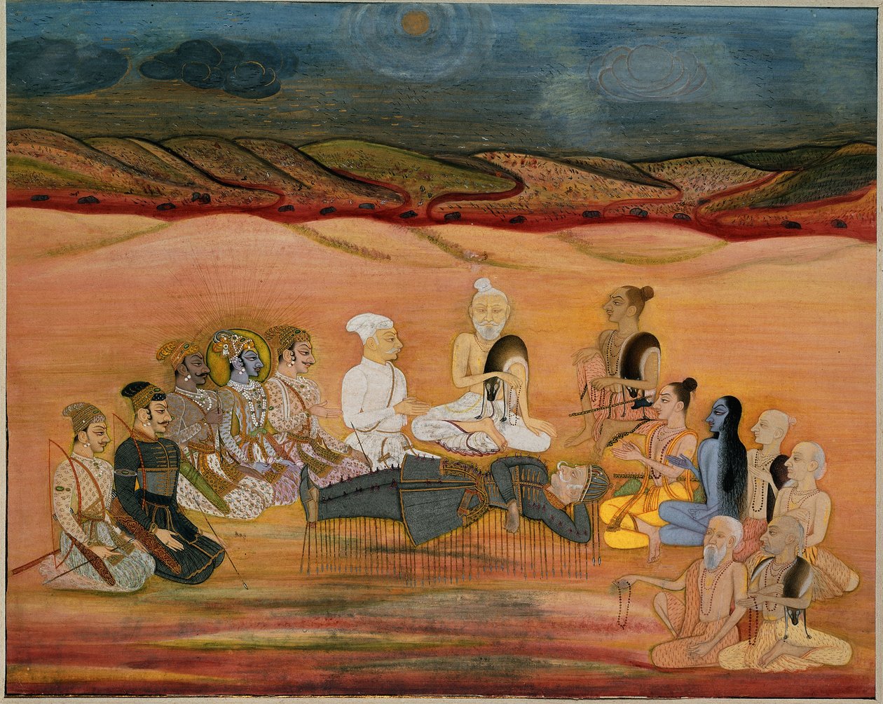 Bhishma halála, Arjuna számos nyilai által halálosan megsebesült, 1760-1770 alkotó: Indian School