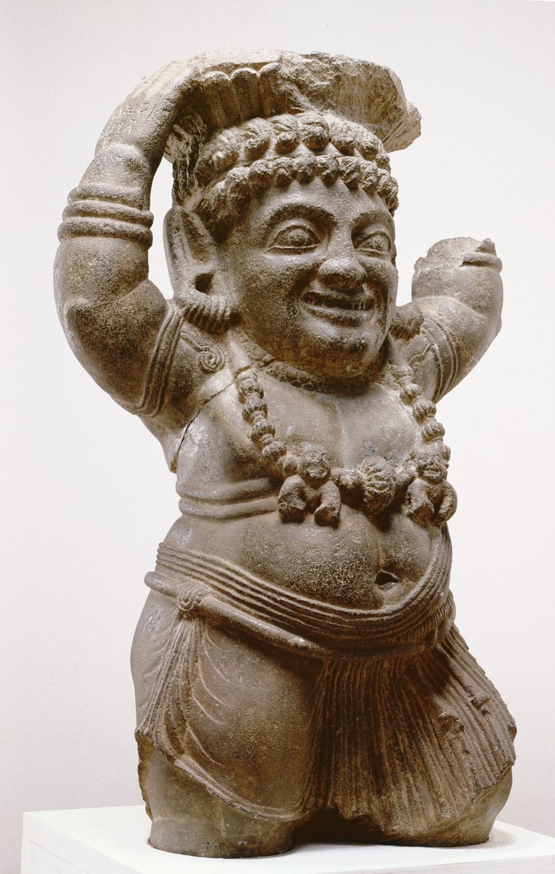 A törpe Yaksa, a Pitalkhora-barlangok 3. barlangjából, Maharashtra, ie 100 BC (gabbro) alkotó: Indian School