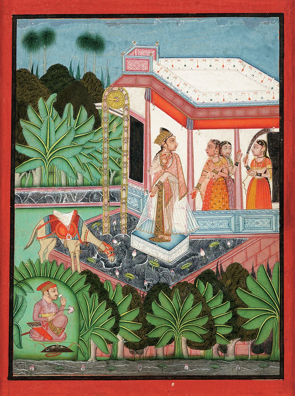 Dhola és Maru szöktetése, Bundi, 1750 körül alkotó: Indian School