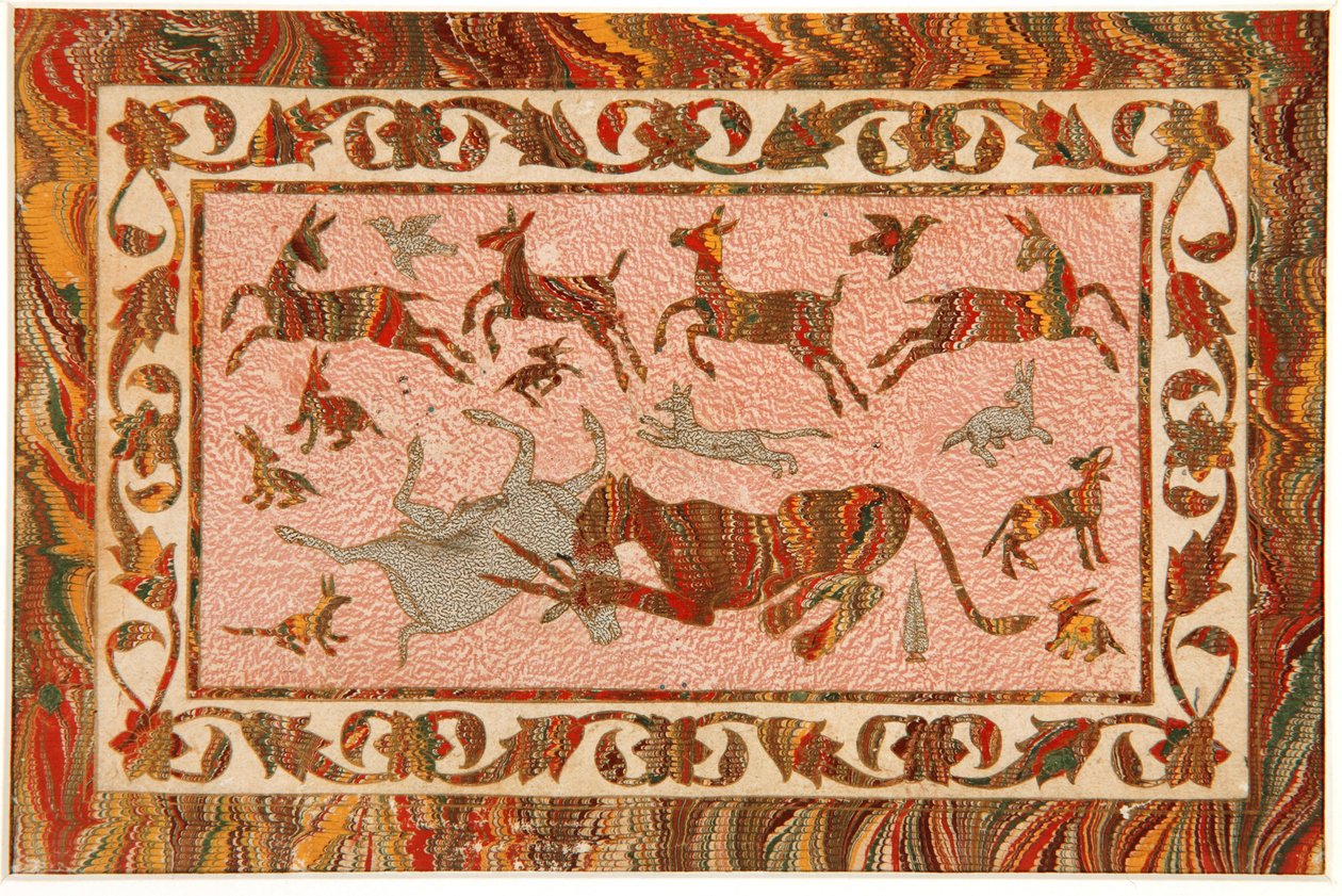 The Tigers Prey, 1650 körül (átlátszatlan wc és arany papíron) alkotó: Indian School