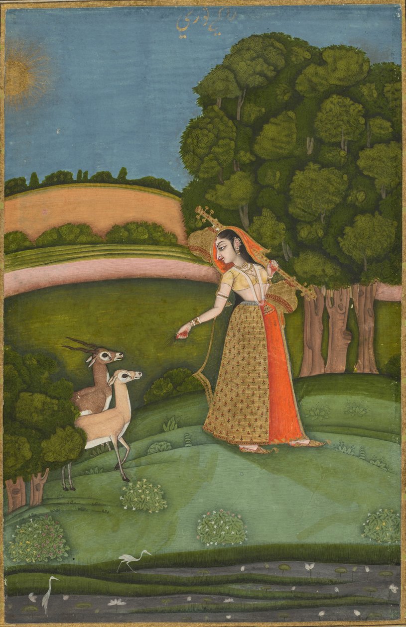 Todi Ragini, egy Ragamala sorozatból, 1755 körül (fedőszínű akvarell, arany, papír) alkotó: Indian School