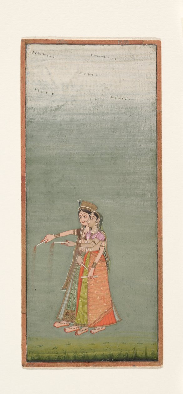 Két udvarhölgy tűzijátékkal, 1725 körül alkotó: Indian School