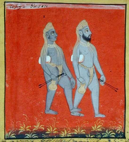 Two Gosains, Religious Mendicants, Udaipur, 1810-20 körül (gouache papíron) (részlet) (lásd még: 136600) alkotó: Indian School