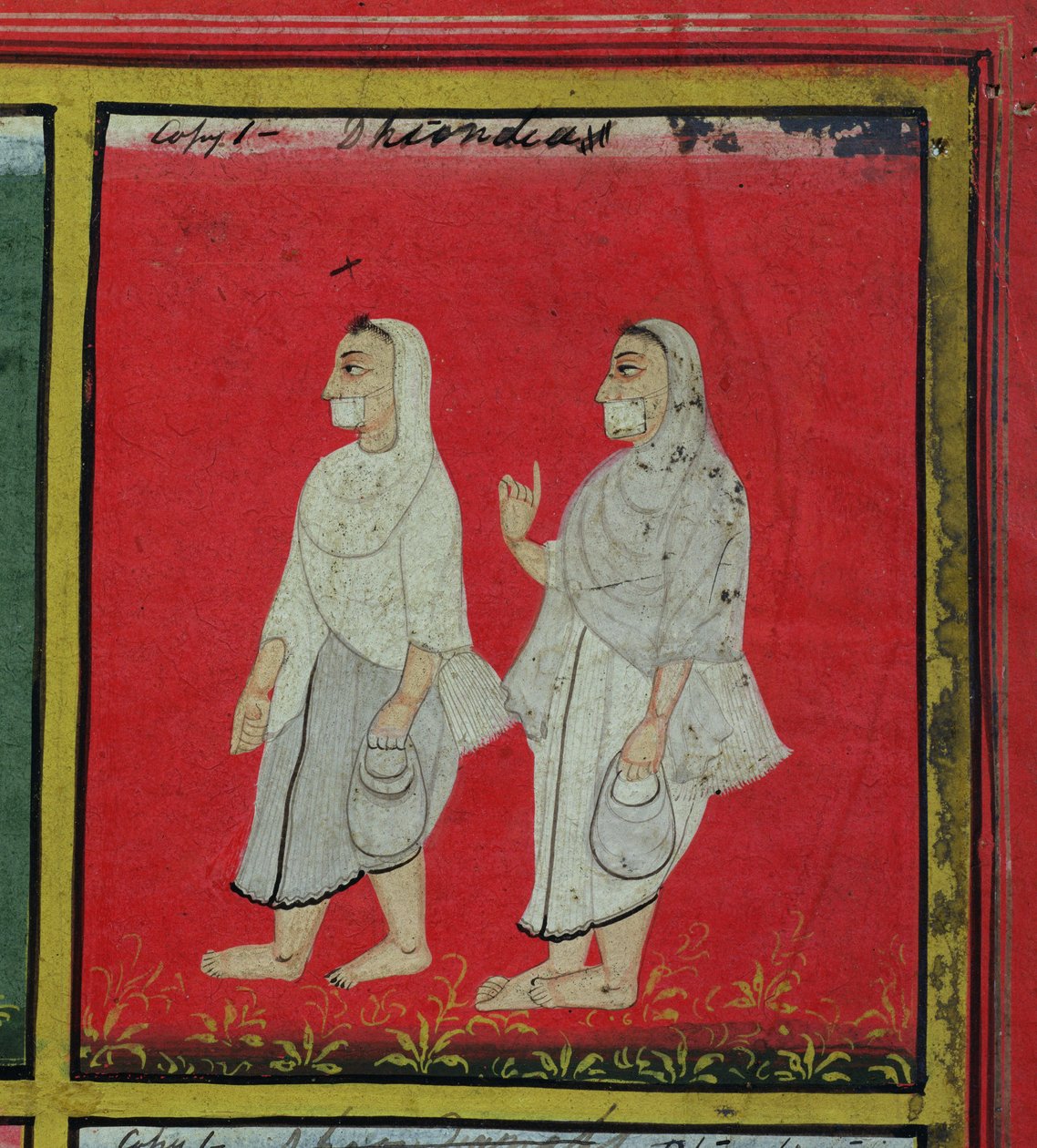 Két dzsain bhakta (dhondiya) Religious Mendicants, Udaipur, 1810-20 körül (részlet) (lásd még: 136600) alkotó: Indian School