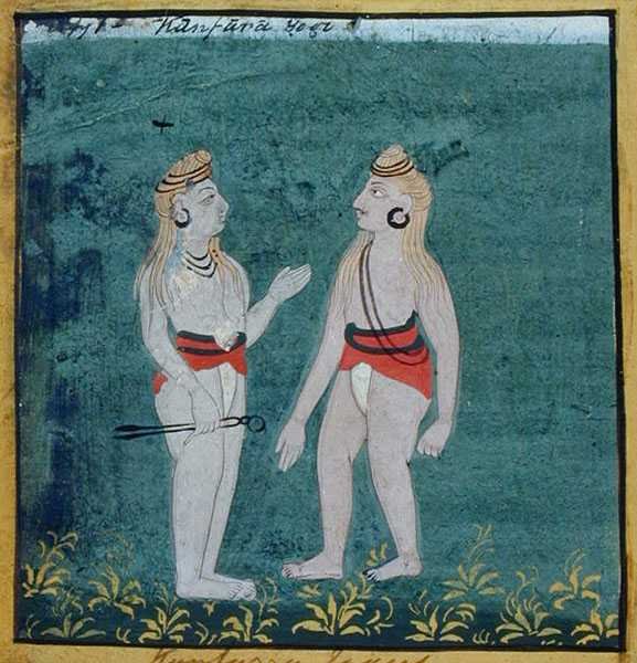 Két hasított fülű (kamphate) jógi, vallásos koldusok, Udaipur, 1810-20 körül (gouache, papír) alkotó: Indian School