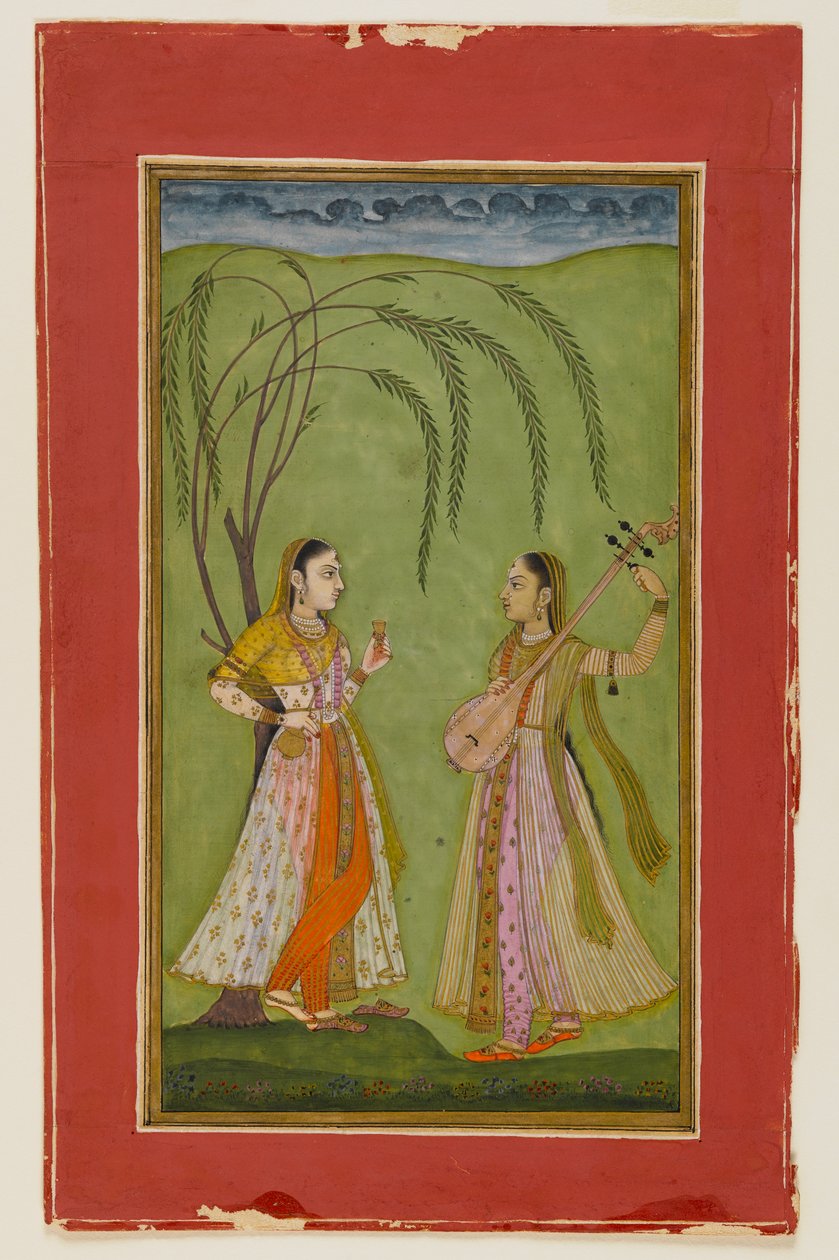 Két hölgy egy tájban, 1725 körül (papíron átlátszatlan wc) alkotó: Indian School
