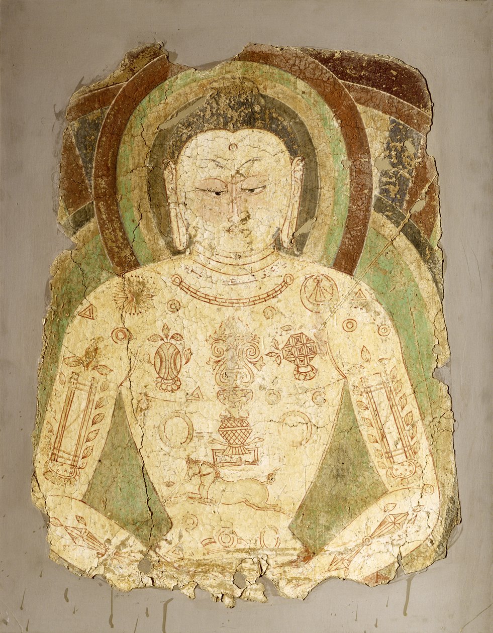 Vairocana Buddha, Bali Waste-ból, 7-8. század (falfestmény) alkotó: Indian School