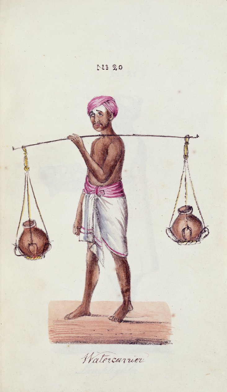 A Watercarrier az „India különböző kasztjainak kivonatából”, Venkata Ramasvani, kiadta a „Madrast” alkotó: Indian School